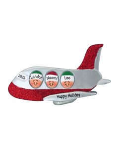 Personalized Airplane Family of 3 Christmas Tree Ornament