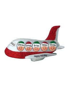 Personalized Airplane Family of 5 Christmas Tree Ornament