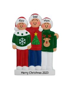 Personalized Ugly Sweater Family of 4 Christmas Tree Ornament