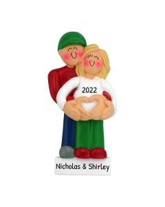 Personalized Pregnancy Christmas Tree Ornament Blonde