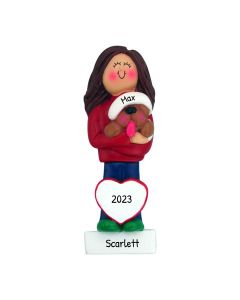 Personalized Dog Lover Christmas Tree Ornament Brunette 