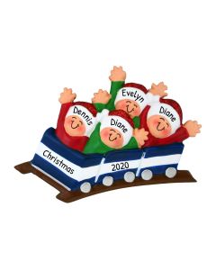 Personalized Roller Coaster Family of 4 Christmas Tree Ornament