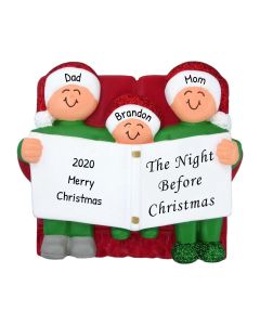 Personalized The Night Before Christmas Family of 3 Ornament