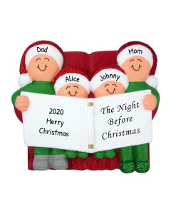 Personalized The Night Before Christmas Family of 4 Ornament