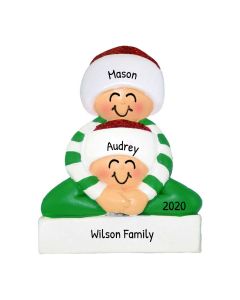 Personalized Pyramid Family of 2 Christmas Tree Ornament 