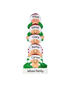 Personalized Pyramid Family of 5 Christmas Tree Ornament