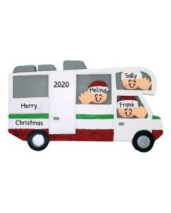 Personalized RV Motor-Home Family of 3 Christmas Tree Ornament