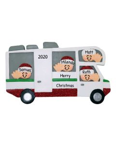 Personalized RV Motor-Home Family of 4 Christmas Tree Ornament