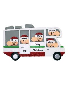 Personalized RV Motor-Home Family of 5 Christmas Tree Ornament