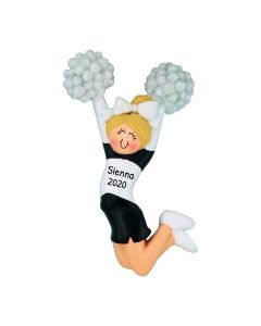 Personalized Cheerleader Christmas Tree Ornament Blonde Black Caucasian