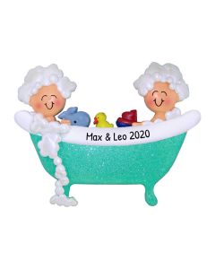 Personalized Babies in Tub Ornament 