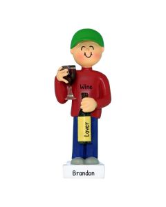 Personalized Wine Lover Male Christmas Tree Ornament