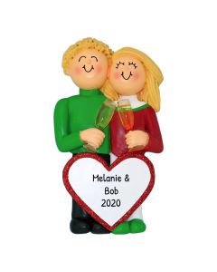 Personalized Anniversary Blonde Couple Christmas Tree Ornament