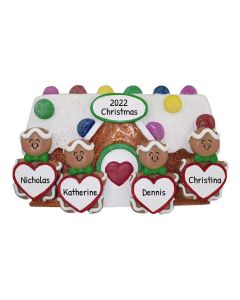 Personalized Gingerbread House Family of 4 Christmas Tree Ornament