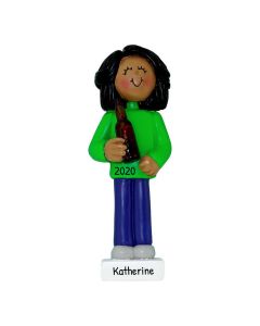 Personalized Female African American Beer Lover Christmas Tree Ornament