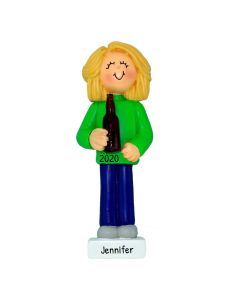 Personalized Female Blonde African American Beer Lover Christmas Tree Ornament