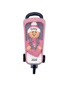 Personalized Girl Child in Stroller Christmas Tree Ornament
