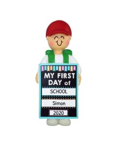 Personalized Male My First Day of School Christmas Tree Ornament