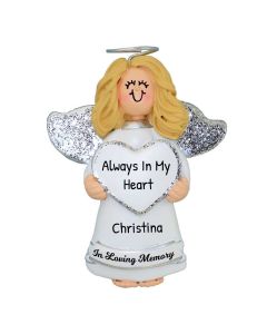 Personalized Blonde Girl Memorial Angel Christmas Tree Ornament