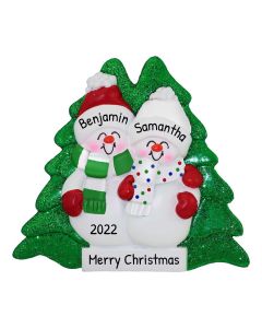 Personalized Snowmen Family of 2 Christmas Tree Ornament