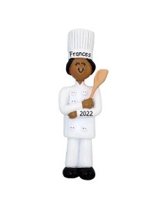 Personalized African American Female Chef Christmas Tree Ornament