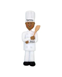 Personalized African American Male Chef Christmas Tree Ornament