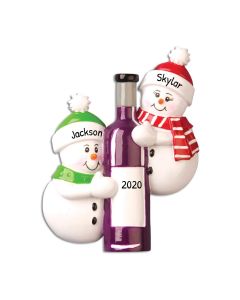 Personalized Wine Bottle Couple Ornament 