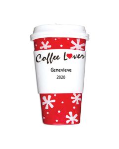 Personalized Coffee Lover Cup Ornament 