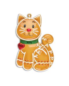 Personalized Gingerbread Cat Ornament 