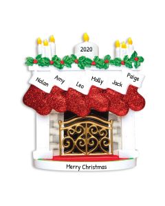Personalized Mantle Family of 6 Christmas Tree Ornament 