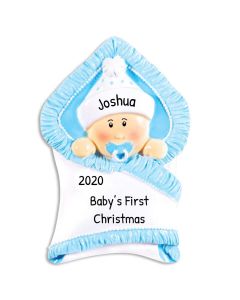 Personalized Bundle Baby Christmas Tree Ornament Male Blue 