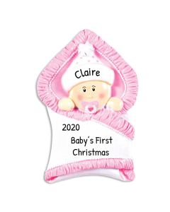 Personalized Bundle Baby Christmas Tree Ornament Female Pink 