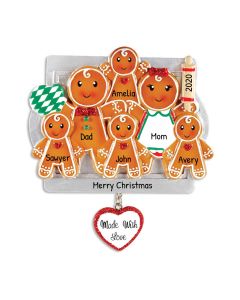 Personalized Made with Love Family of 6 Christmas Tree Ornament 