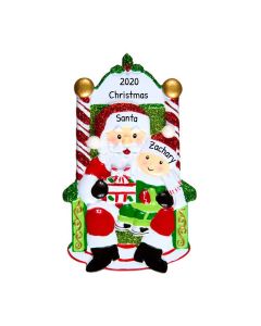 Personalized Children on Santa's Lap Ornament 