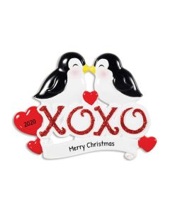 Personalized Penguin Couple Christmas Ornament