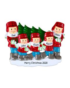 Personalized Christmas Tree Family of 5 Ornament