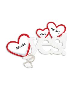 Personalized Yes! Engagement Ornament 