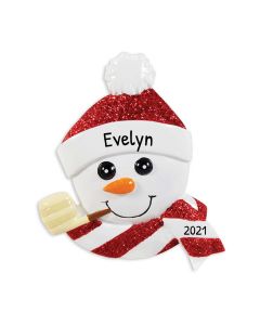 Personalized Snowman Face Ornament 