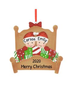 Personalized Bed Family Christmas Tree Ornament Family of 2 