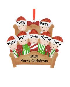 Personalized Bed Family of 7 Christmas Tree Ornament