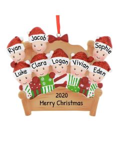 Personalized Bed Family of 8 Christmas Tree Ornament 
