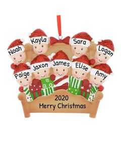 Personalized Bed Family of 9 Christmas Tree Ornament 