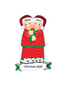 Personalized Pajama Family of 2 Christmas Tree Ornament 