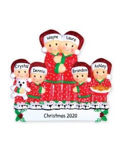 Personalized Pajama Family of 6 Christmas Tree Ornament 
