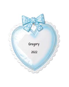 Personalized Lt Baby Heart Christmas Tree Ornament Blue 