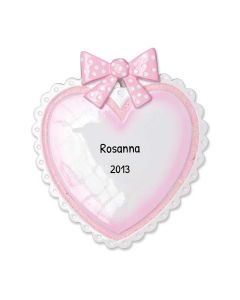 Personalized Lt Baby Heart Christmas Tree Ornament Pink