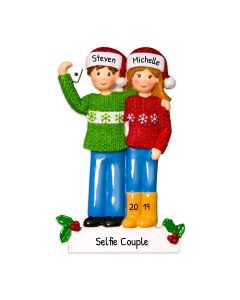 Personalized Selfie Family of 2 Christmas Ornament 