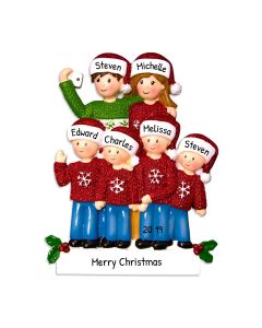 Personalized Selfie Family of 6 Christmas Tree Ornament 