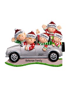 Personalized SUV Family of 5 Christmas Tree Ornament 