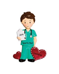 Personalized Medical in Scrubs Christmas Tree Ornament Male 
